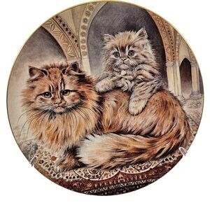 Royal Worcester England 1990 Cats and Kittens CREAM PERSIAN Cats Collector Plate